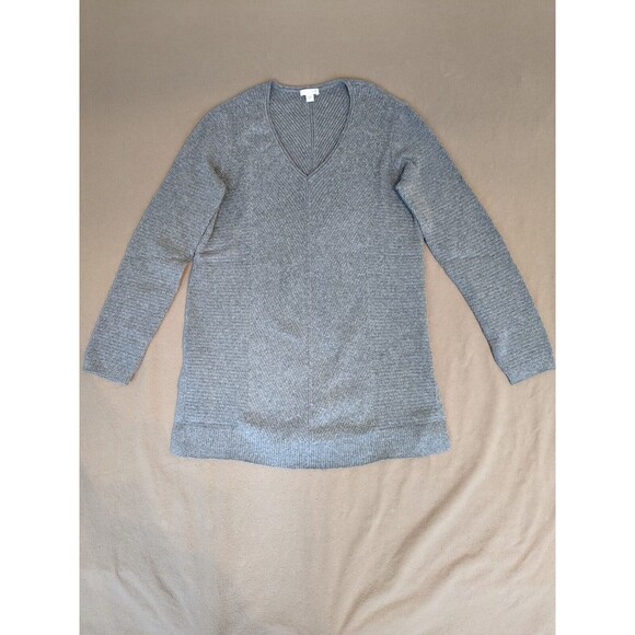 J Jill Women's Sweater Gray Small Knitted V-Neck Relaxed Tunic Pullover - Picture 2 of 12